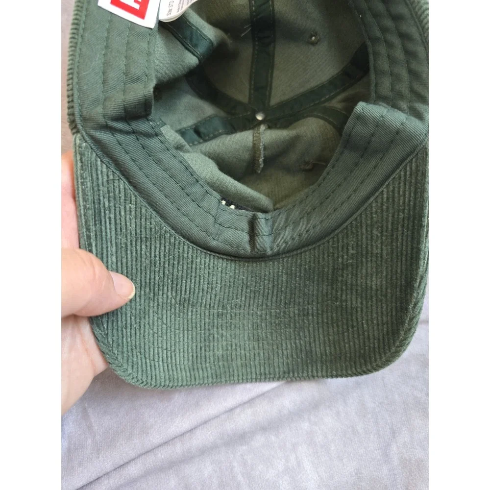 Helly Hansen Corduroy Baseball Cap Mens OS Olive Green Leather Strapback Hat